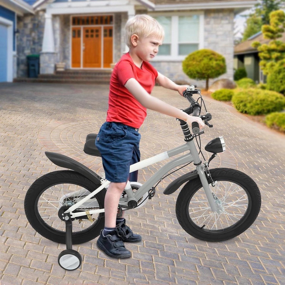 Kinderfiets 16 inch Fiets Leren Fietsen Dubbel Remsysteem 16 Inch Grijs