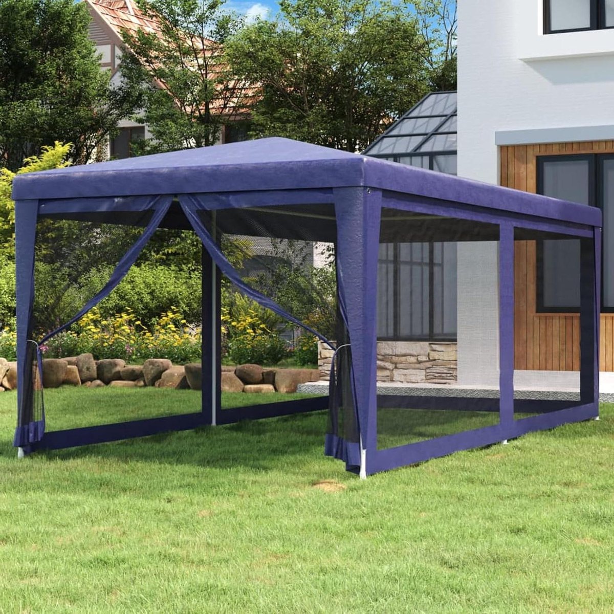 Feesttent - Partytent Gazebo - Feest Buiten - Waterdicht HDPE - 3 x 6 m - Blauw