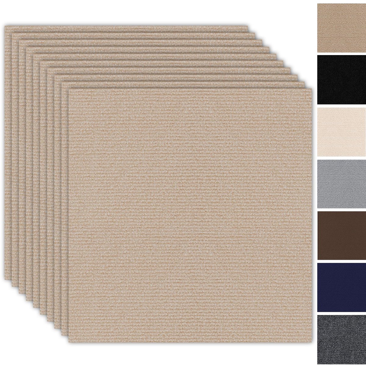 SnelShoppen - Tapijttegels 50x50 cm Zelfklevend Set van 10 Stuks, Lichtbruin Duurzaam Tapijt voor Woning, Kantoor en Commercieel Gebruik, 2,5 m² Vloer