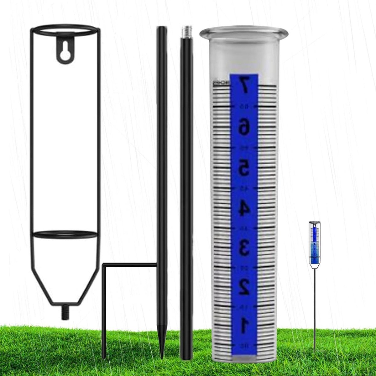 Regenmeter Tuin - Weermeter Buiten - Regenval Meten - Robuust PVC - 27 cm - Transparant