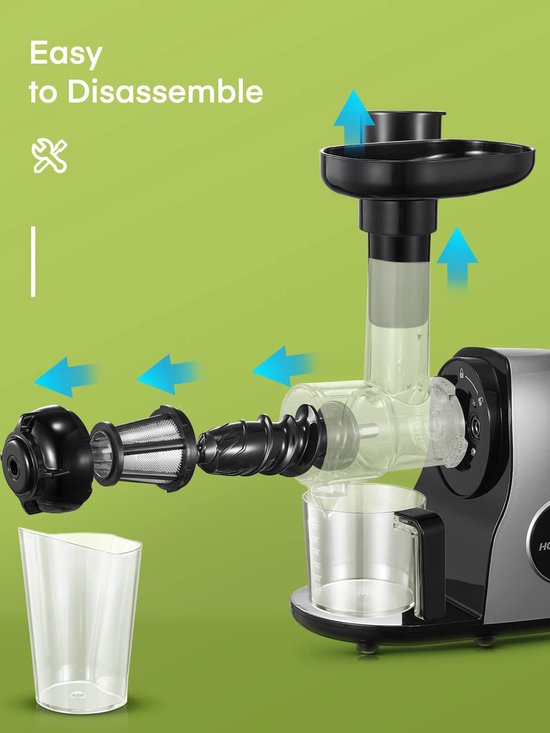 SnelShoppen - Slow Juicer Machines voor Fruit en Groenten, Professionele Koude Pers Juicer met Stille Motor, Omkeerfunctie en Makkelijk Schoon te Make van Snelshoppen — afbeelding 2