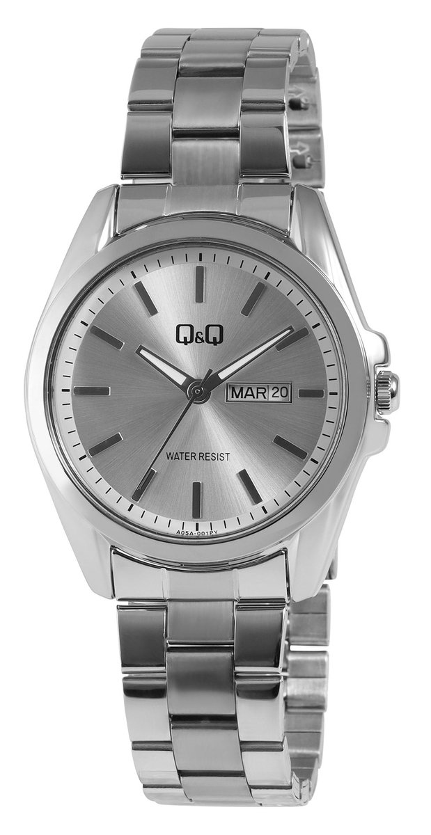 Q&Q Herenhorloge roestvrij staal Datumweergave