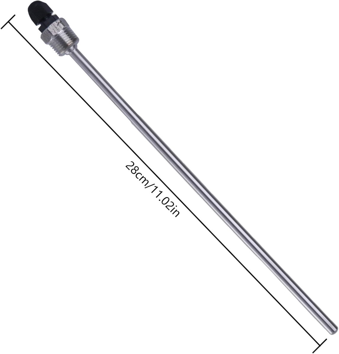 Thermowell Hulzen - Beschermende Buis - Temperatuur Meten - Roestvrij Staal - 300 mm Lengte - Zilverkleurig