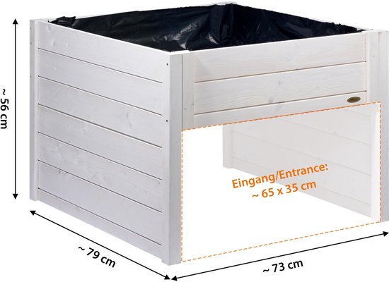 SnelShoppen - Grote garage voor robotmaaier van hout met plantenbak incl. folie - grasmaaier garage 79 x 73 x 56 cm - wit voor tuin en buitengebruik — afbeelding 5