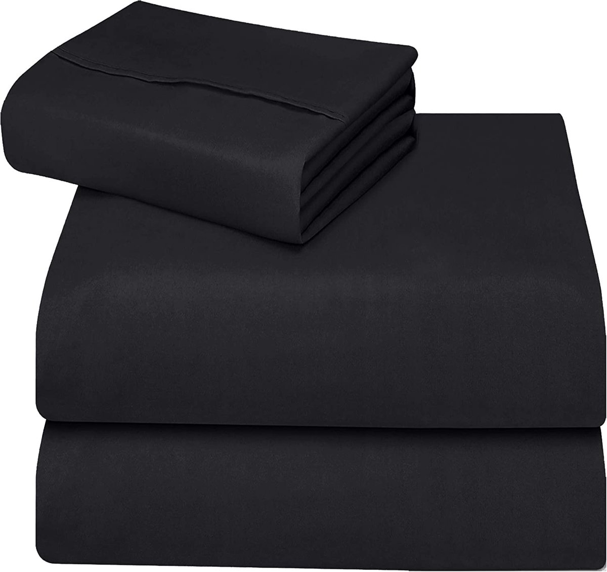 SnelShoppen - Kingsize Hoeslaken Extra Diep (35 cm) - Zacht Geborsteld Microvezel - Krimp- en Vervagingsbestendig - Zwart (150 x 200 cm) - Perfect voo