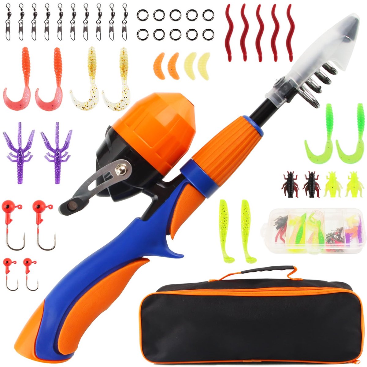 SnelShoppen - Taozoey Hengelset voor Kinderen - Complete Vismolen Set met Hengel, Vismolen, Accessoires en Tas - Ideaal voor Buitenactiviteiten, Campi