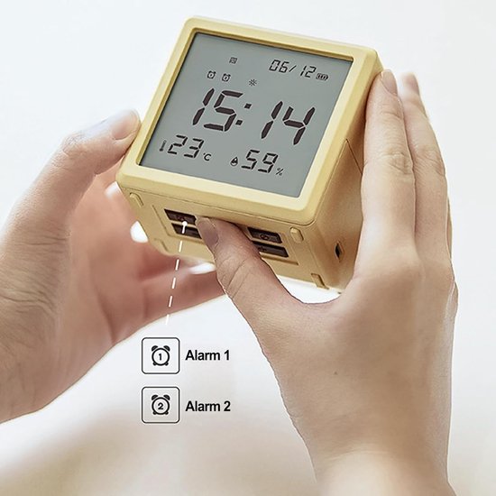 Kinderwekker - Digitale Klok - Ochtendritueel Hulp - Temperatuur Vochtigheid - 10 cm breed - Wit — afbeelding 4
