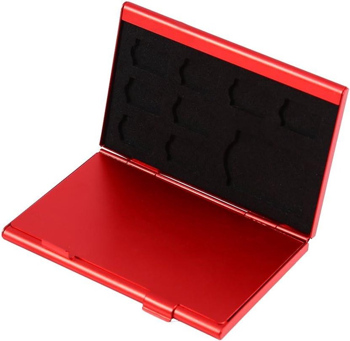 Geheugenkaart Houder - SD Kaart Opberger - Kaarten Beschermen - Aluminium Constructie - 12 Slots - Rood