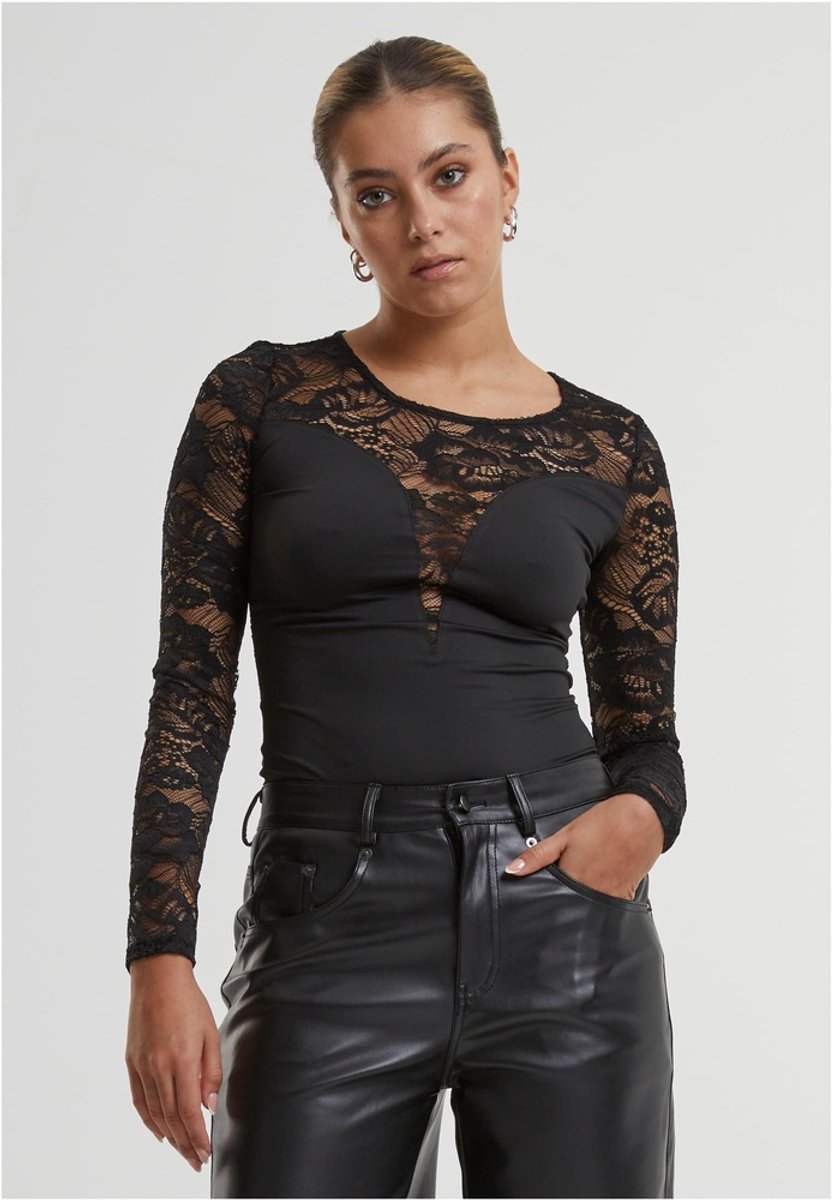 Urban Classics Round Neck Lace Bodysuit 5XL Zwart