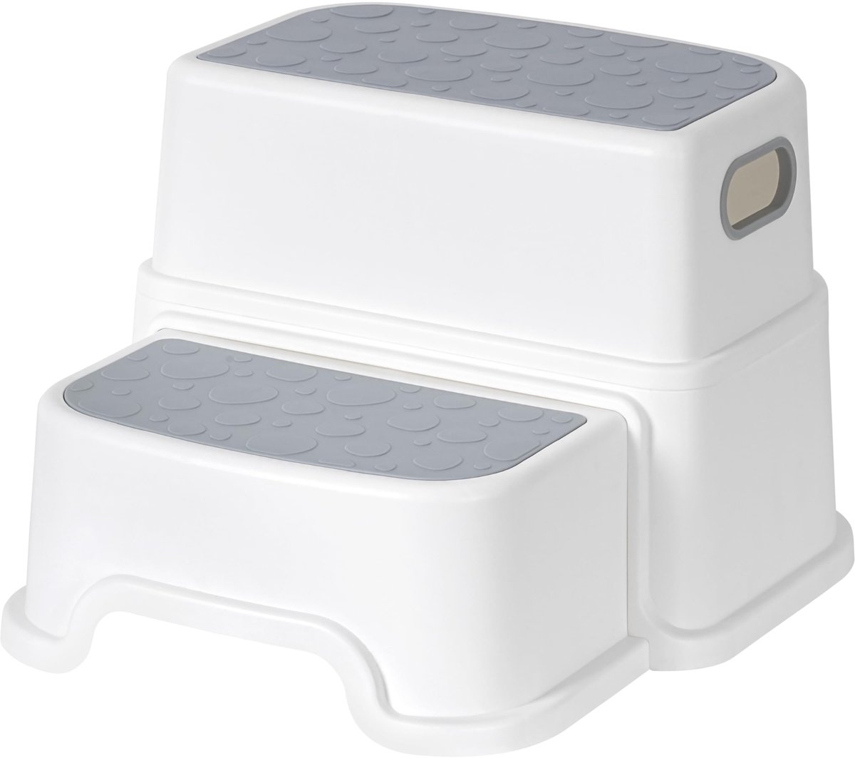 Dailygoods - Witte en Grijze 2-Treden Kinderkruk - Veilig en Lichtgewicht voor Badkamer en Keuken