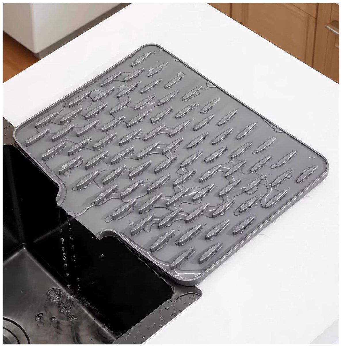 Siliconen afdruipmat - Grijs - 40 x 32 cm - Hittebestendige Droogmat voor Keuken en Badkamer