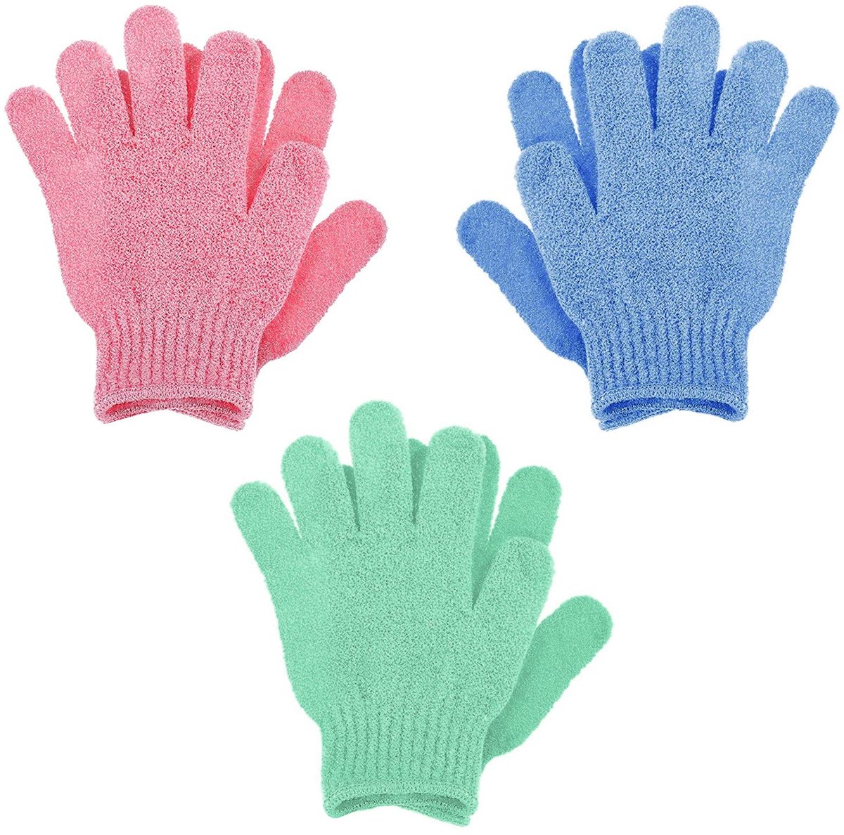 Dailygoods - Scrubhandschoenen - Set van 6 Bamboe Scrubhandschoenen voor Douche en Spa