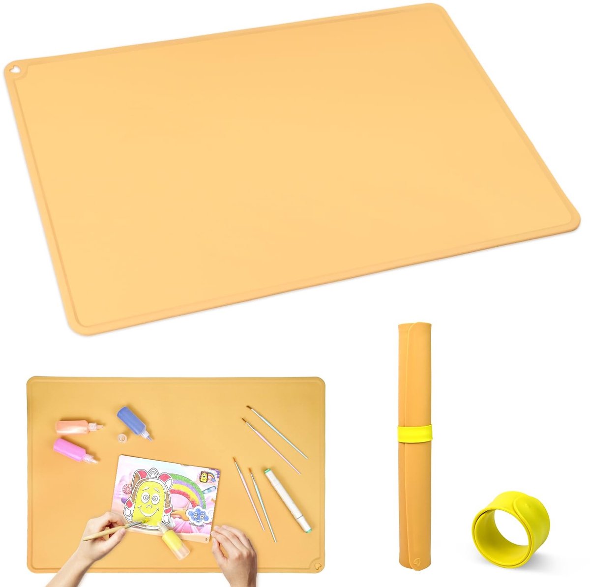 Dailygoods- Schilderonderlegger groot 60 x 40 cm - Siliconen mat - Herbruikbare schildermat - Antislip onderlegger - Voor knutselen - Hoogwaardig en duurzaam - Knutselmat