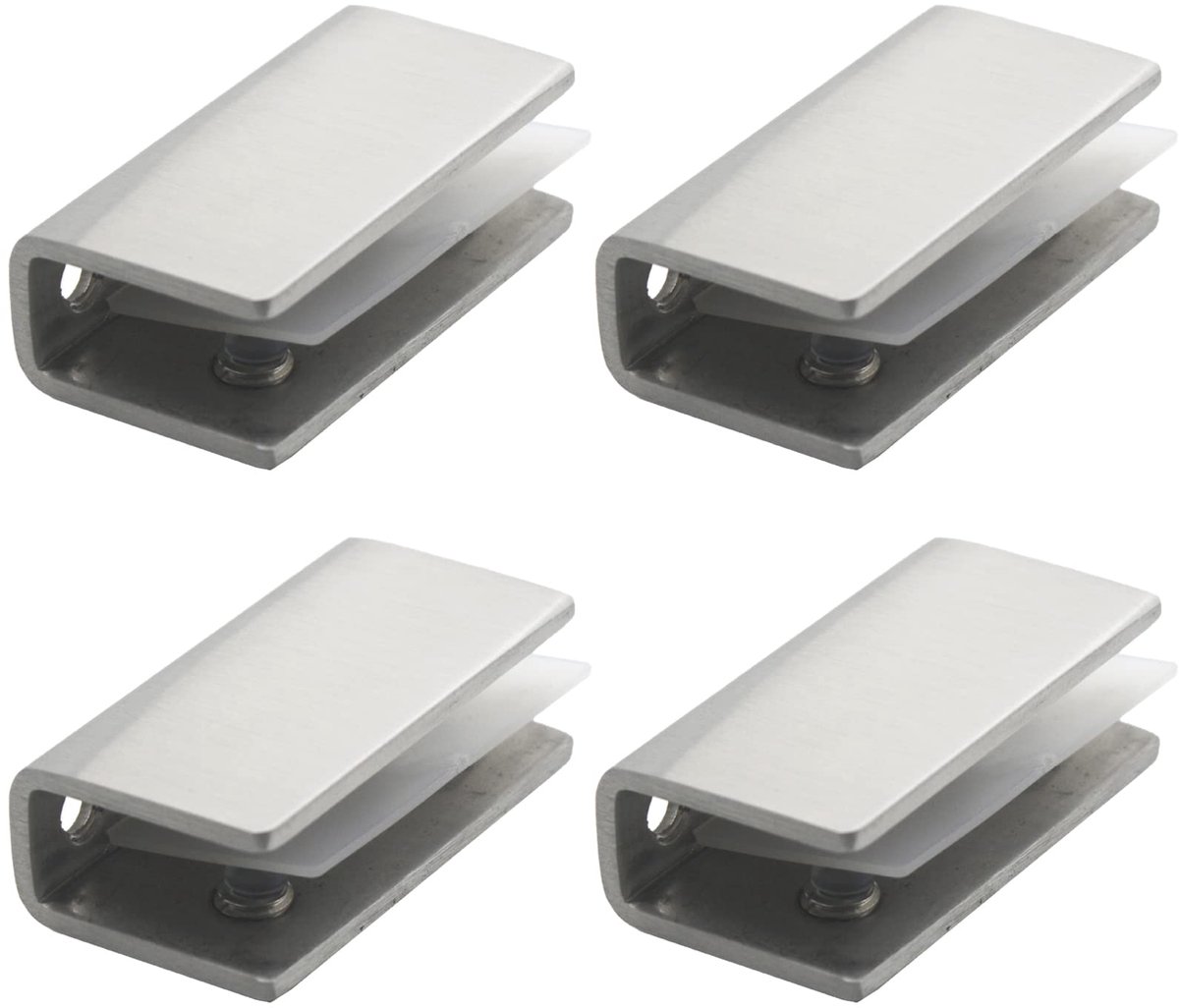 Dailygoods - 4 Stuks Glasklemmen van Roestvrij Staal - Zilver