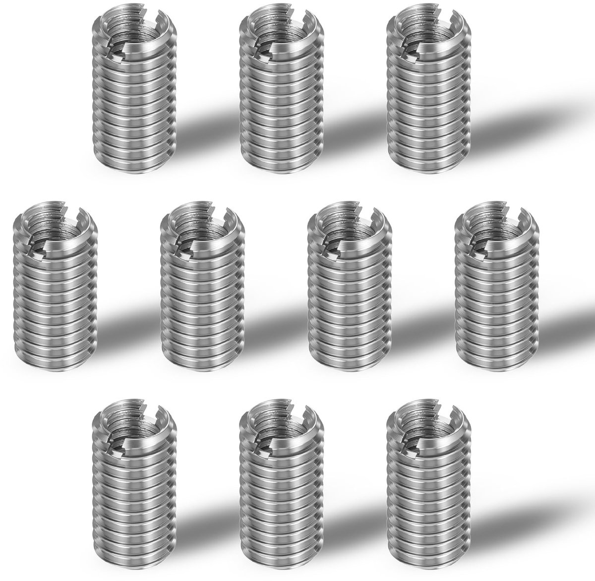 Dailygoods- Schroefdraadinsert 10 Stuks - M8 naar M6 - Schroefdraadadapter - Schroefdraadbus - Roestvrij Staal - 15mm Lengte - Schroefdraadhuls