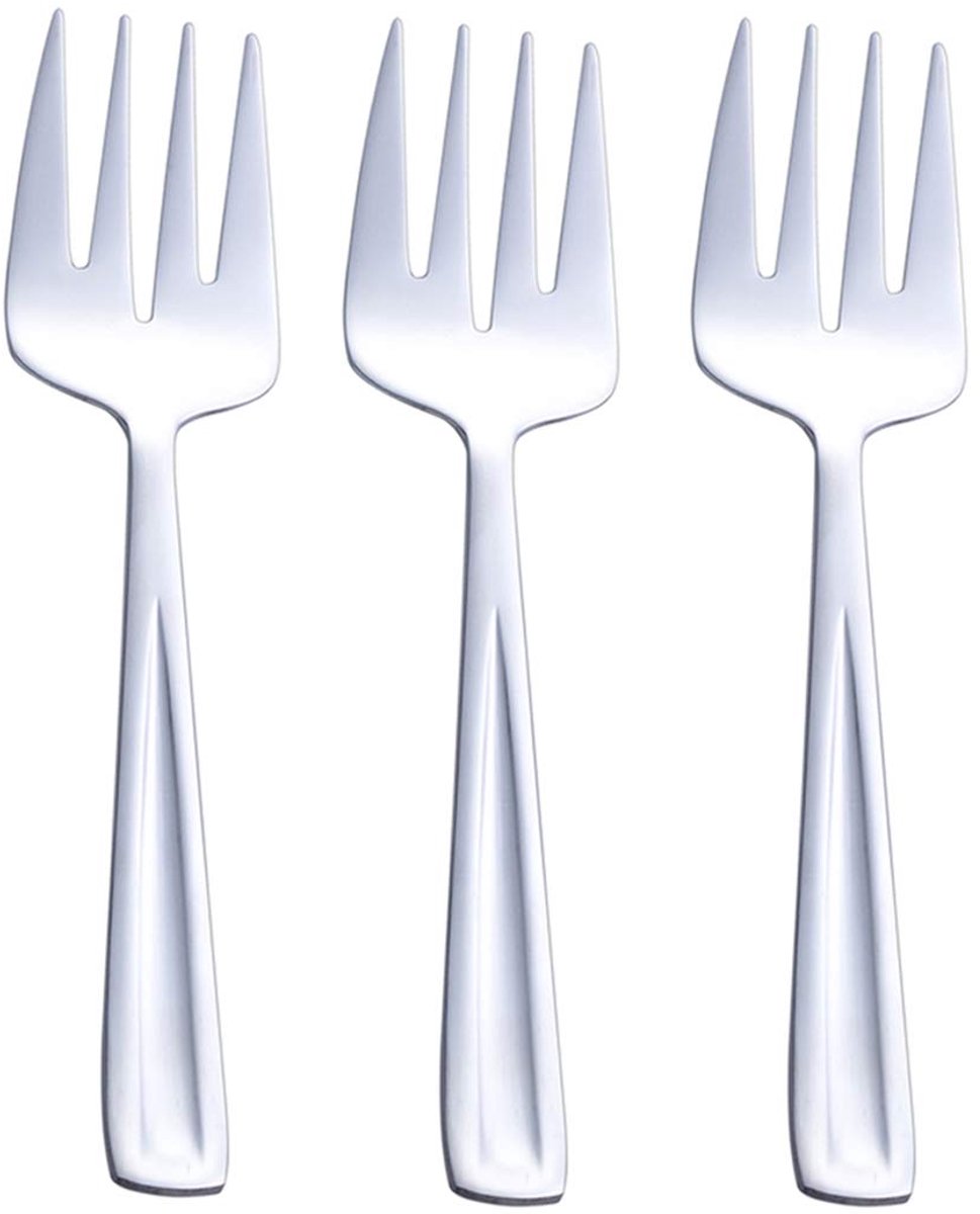 Dailygoods- Serveervork Set van 3 - Roestvrij Staal - Vaatwasmachinebestendig - 24,1 cm - Perfect voor Feest/Buffet - Hoogwaardige Kwaliteit - Serveerbestek