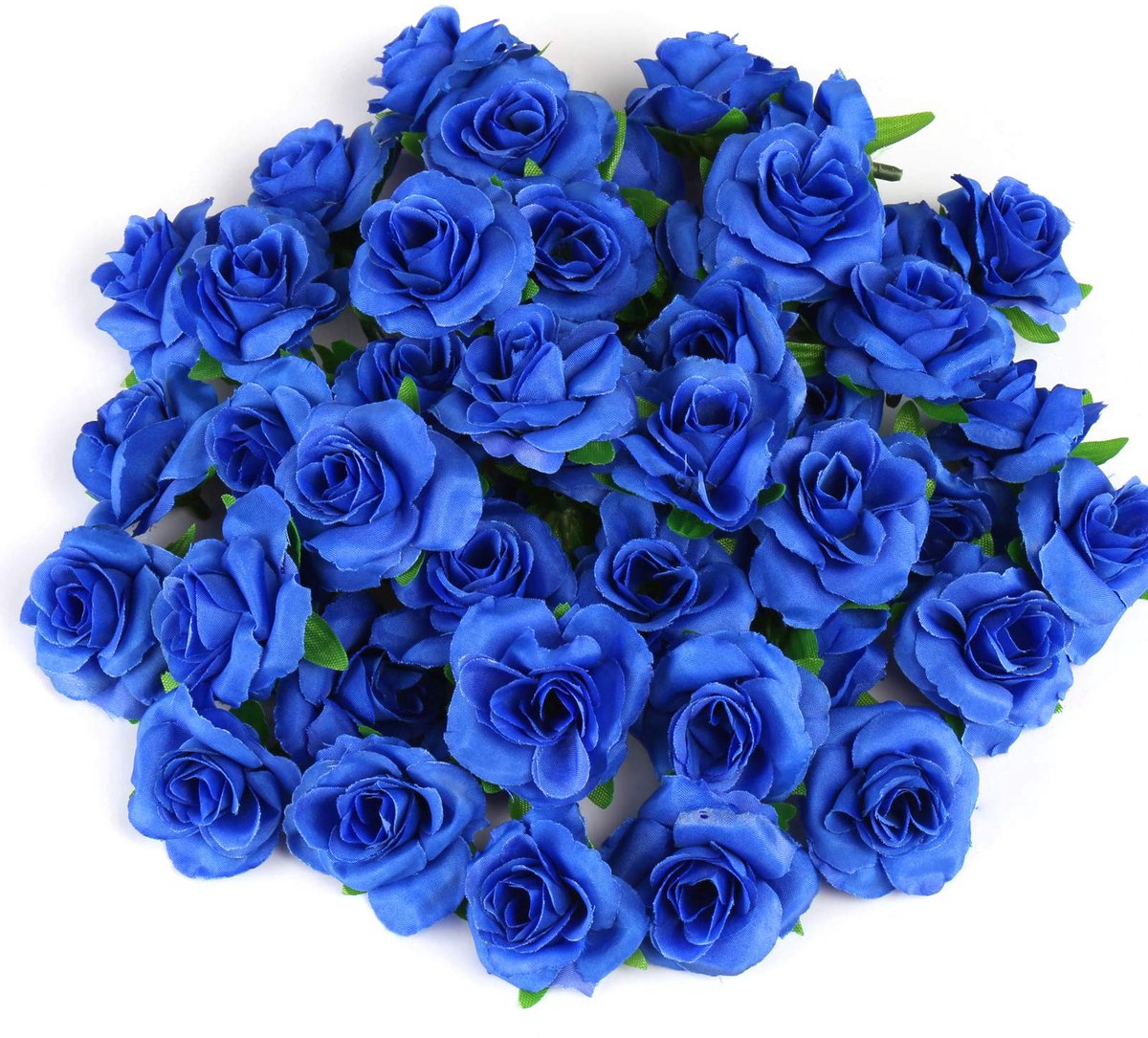 Dailygoods - Kunstbloemkoppen, 50 stuks, rozen in blauw voor decoratie