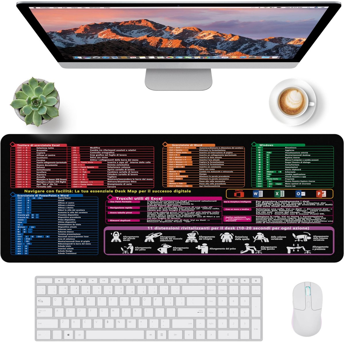 Dailygoods - Bureauonderlegger met Snelle Koppelingen voor Excel en Word - 800 x 300 mm