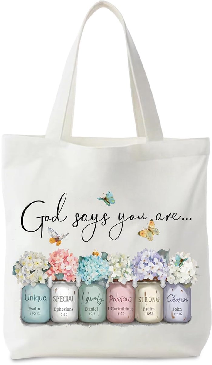 Dailygoods - Bijbelvers Stoffen Tas - Dames Draagtas met Opdruk - 40x35cm