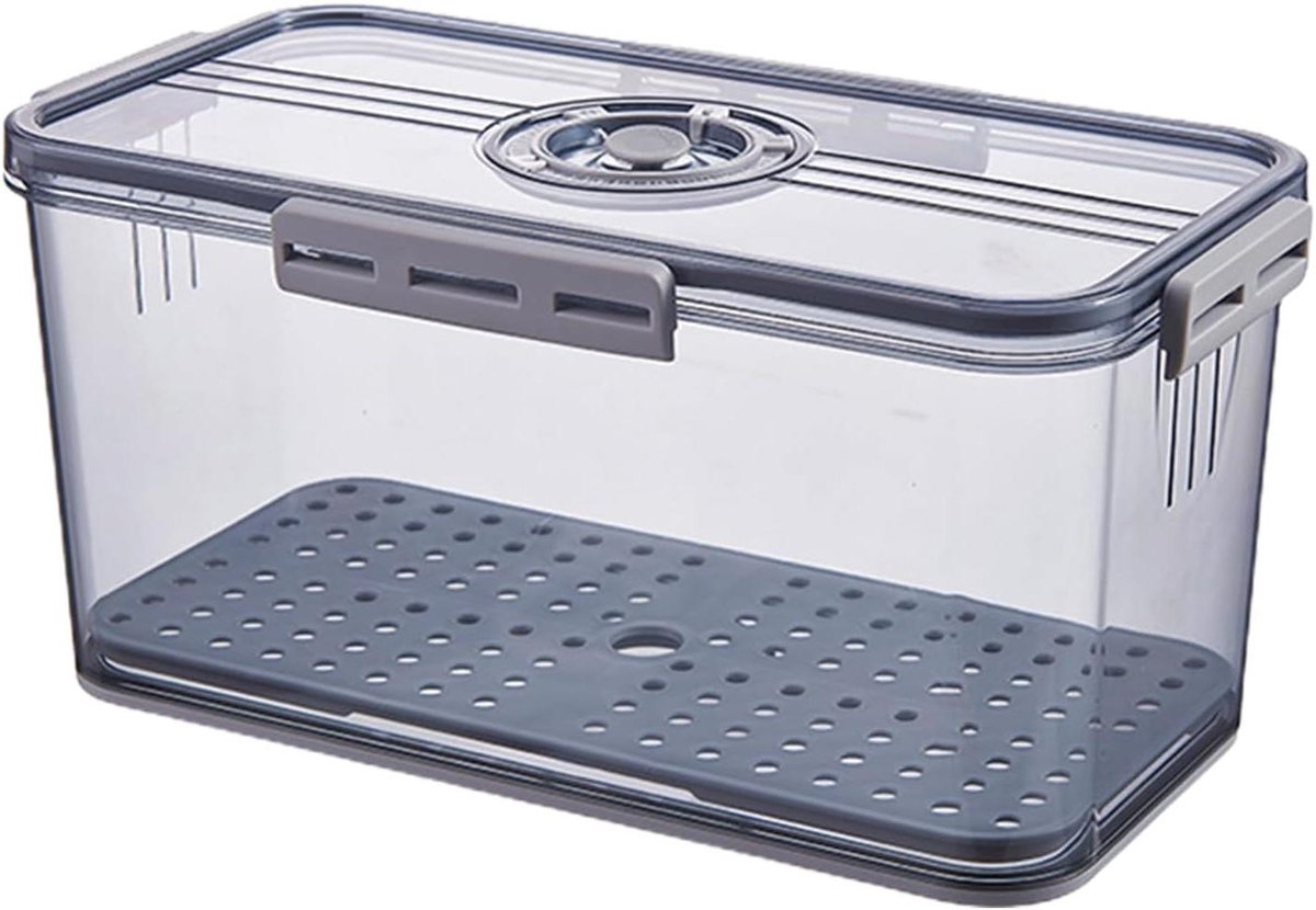 Broodbak Luchtdicht - Broodtrommel Bewaardoos - Brood Vers Houden - Tijdregistratie Functie - 33.5 x 18.5 x 12 cm - Grijs