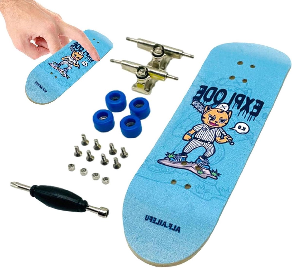 Vingerskateboard Set Mini Scooter Speelgoed Vingerbehendigheid Oefenen Duurzaam Esdoornhout 100 x 30 mm Natuurlijk