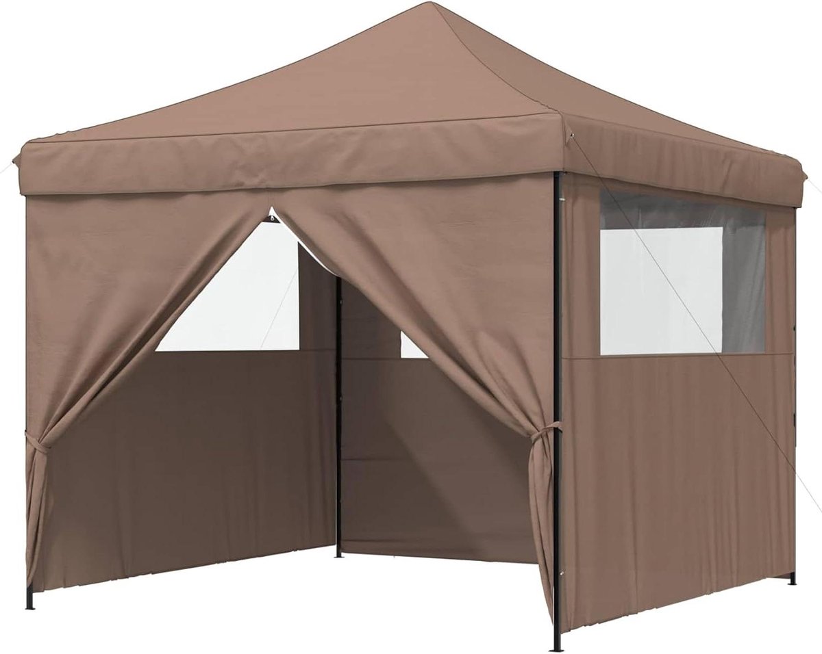 Opvouwbare Partytent - Pop-up Paviljoen - Feestelijke Bijeenkomsten - Gepoedercoat Stalen Frame - 292 x 292 x 315 cm - Bruin
