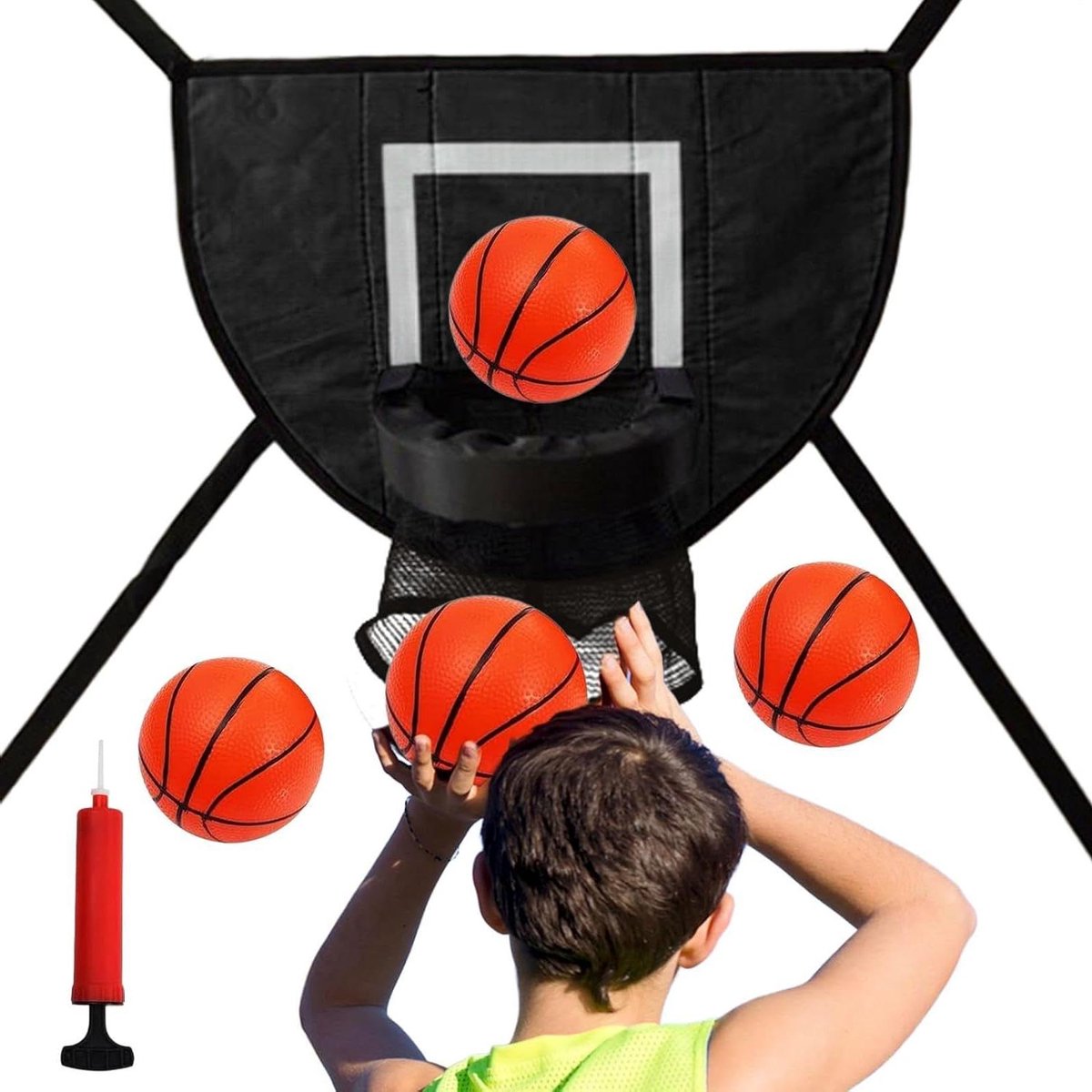 Trampoline Basketbalring - Basketbalring Set - Buiten Spelen - Verbeterde Stabiliteit - 49x36cm Bord - Zwart