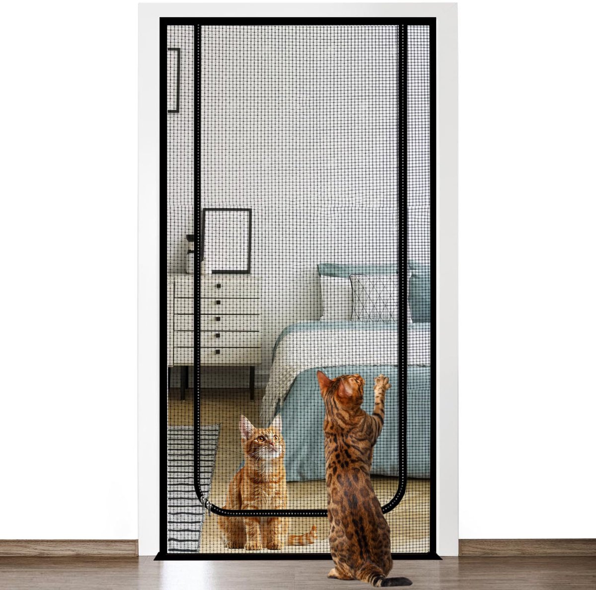 SnelShoppen - Kattenrooster voor Balkondeur, Huisdierveilige Gaasdeur, Ideaal voor Woonkamer, Slaapkamer, Keuken, Terras, Makkelijk te Installeren, Du