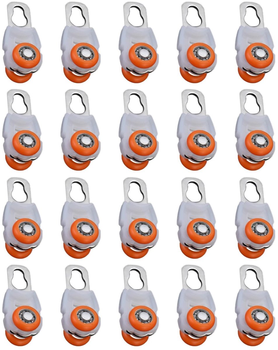 Dailygoods- Gordijnrails 20 Stuks - Geruisloze Rollen - Dubbele Wielen - Hoogwaardig Kunststof/Metaal - Draagvermogen 4,2 mm - Geschikt voor Diverse Omgevingen - Gordijnwielen