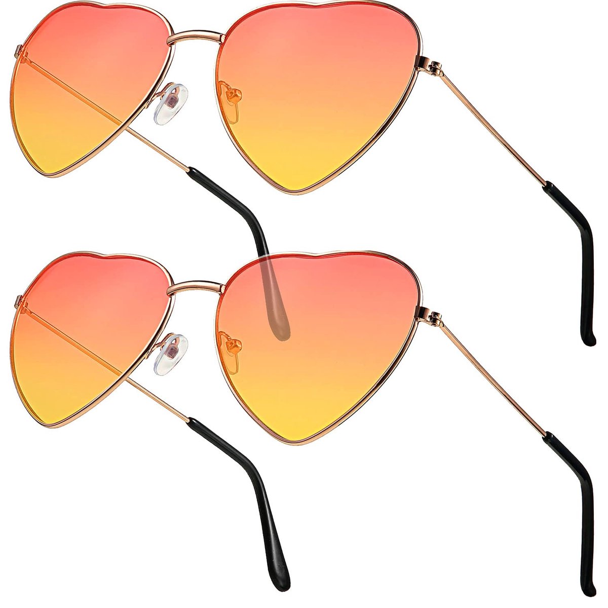 Dailygoods - 2 Stuks Hippie-Zonnebril met Hart - Jaren 70 Retrostijl voor Dames
