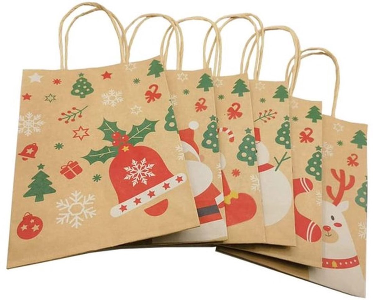 12 stuks cadeauzakjes voor Kerstmis - Duurzaam kraftpapier