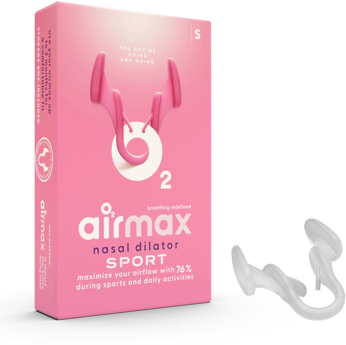 Dailygoods- Neusspreider 76% meer lucht - Ademhalingstrainer - Neusspreider sport - Hardlopen/mountainbiken - Fitness/duursporten - Maat small transparant - Ademhalingsapparaat