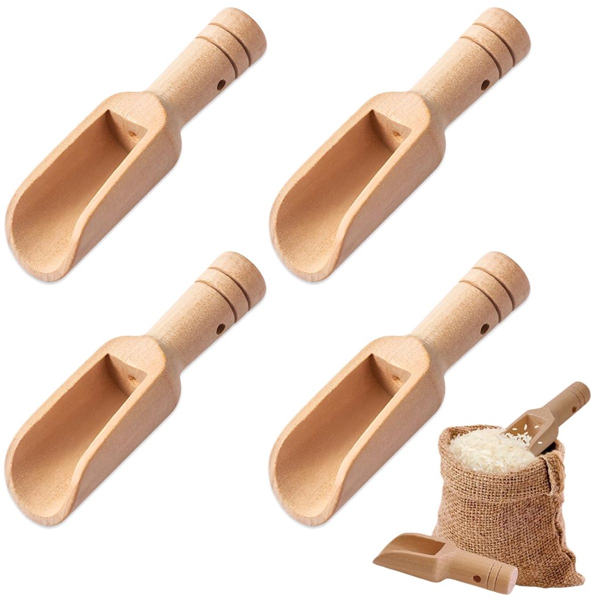 Dailygoods - Set van 4 Herbruikbare Houten Lepels voor Specerijen en Meer