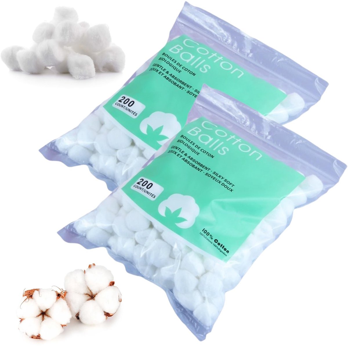 Dailygoods- Wattenballen 400 Stuks - Katoenen Bollen - Make-up Ballen - Schoonheidssalon - Huidreiniging - Recyclebaar
