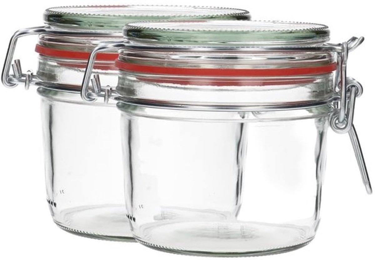 Weckpot 400 ml - Glazen Inmaakpot - Transparant - Hervulbaar - Set van 2 - Perfect voor levensmiddelen - Geschikt voor diverse producten