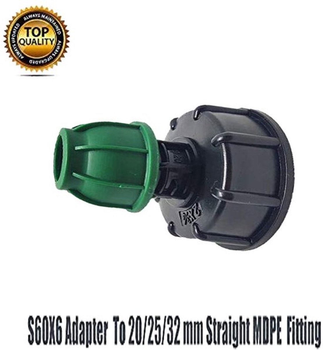 Waterkont Irrigatie Pijp Fitting - Tank Adapter - 20/25/32mm - Zwart en Groen - Rechte Pijp Fitting - Geschikt voor Containers