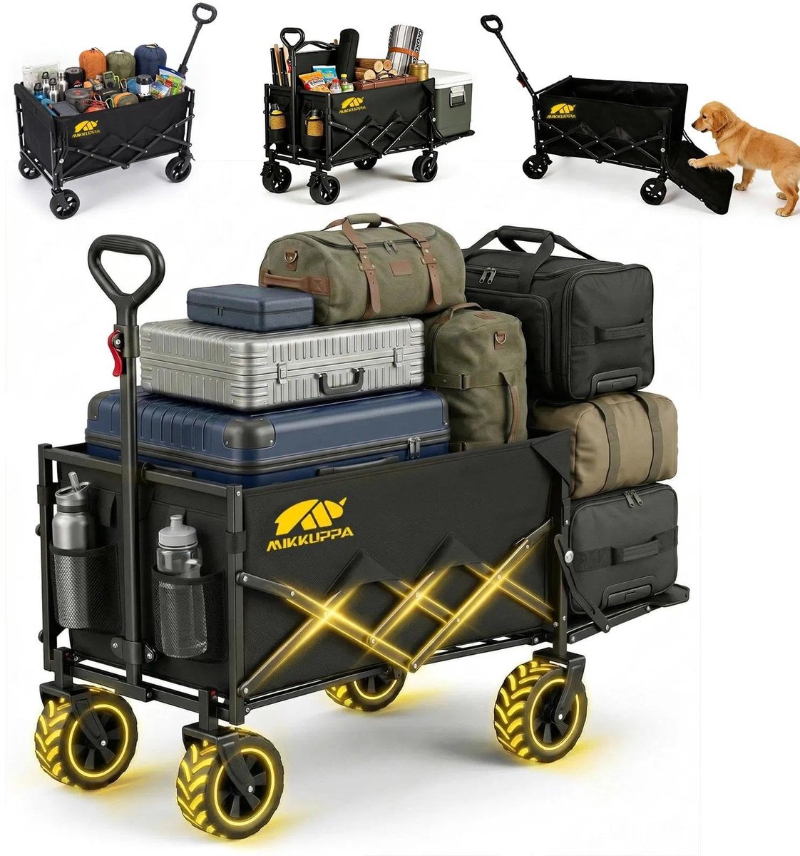SnelShoppen - Opvouwbare Bollerwagen 150L met 170KG Draagkracht, 3-voudig In Hoogte Verstelbaar, Antraciet, Ideaal voor Huisdieren, Outdoor, Strand en