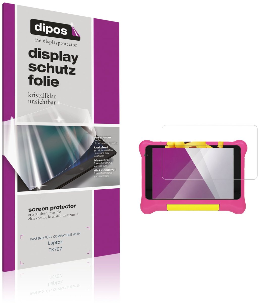 dipos – 2x Beschermfolie geschikt voor Laptok TK707 | Krasbestendige & heldere Screenprotector Ultra-Thin
