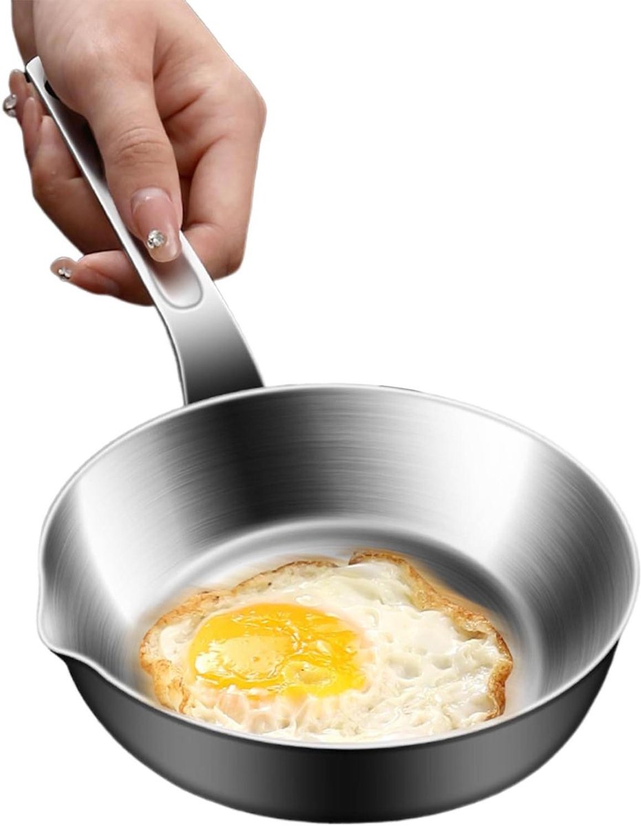 Kleine eierpan Omeletpan koekenpan Ontbijt bereiden Antiaanbaklaag Compact formaat Zilver