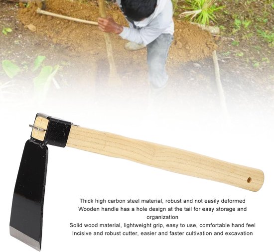 Tuinhaard met Houten Handvat - Schoffel Tuin - Onkruid Wieden - Dubbele Klinknagels - 40 x 17 cm - Niet gespecificeerd — afbeelding 3