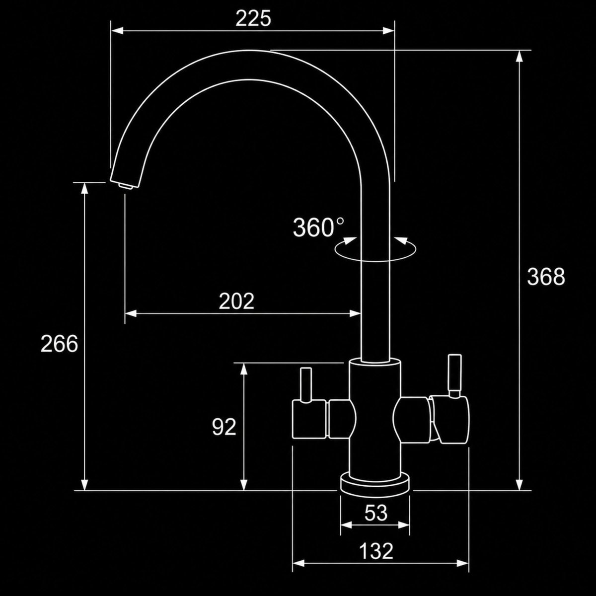 SnelShoppen - AORA VANTO INOX 3-wegs Waterkraan Roestvrij Staal Massief | Draaibare Keukenkraan voor Waterfilter en Osmosesystemen | 360° Draaibaar |