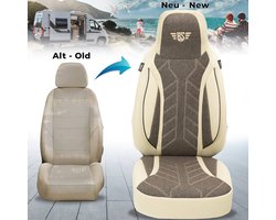 Premium Camper stoelhoezen voor Hymer Sydney PLKT211 in Beige/Bruin (2 losse stoelen)