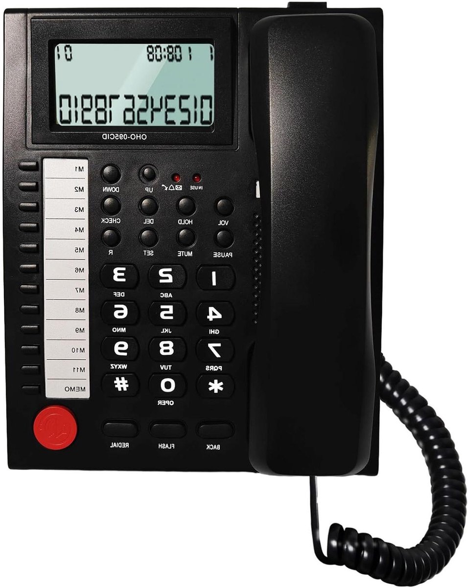Vaste Telefoon - Telefoon met Headset - Zakelijk Bellen - Handsfree Gesprekken - 22x19cm - Zwart