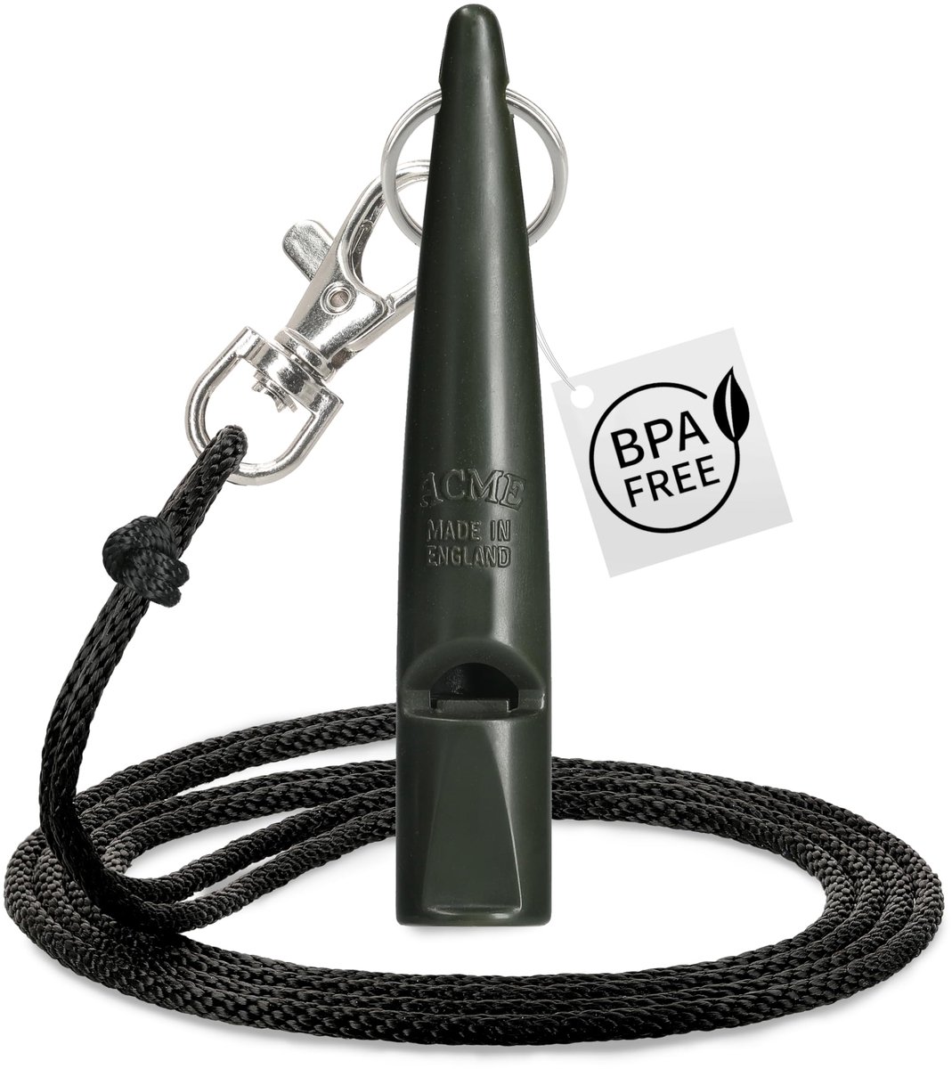 SnelShoppen - Hondenfluitje 2-pack met fluitband | ACME Hondenfluitje nr. 211,5 | Luid en verreikend | Zwart + Khaki Groen | Ideaal voor terugroepen