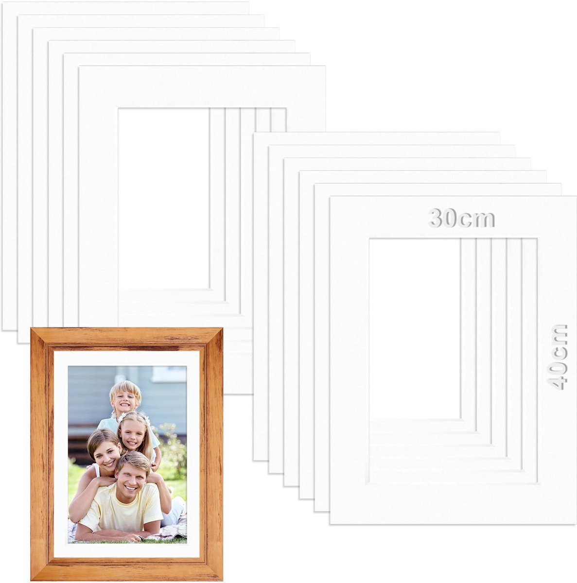 Dailygoods - Pack van 12 Passepartouts - Wit, 30 x 40 cm, Perfect voor Foto's en Kunstprints