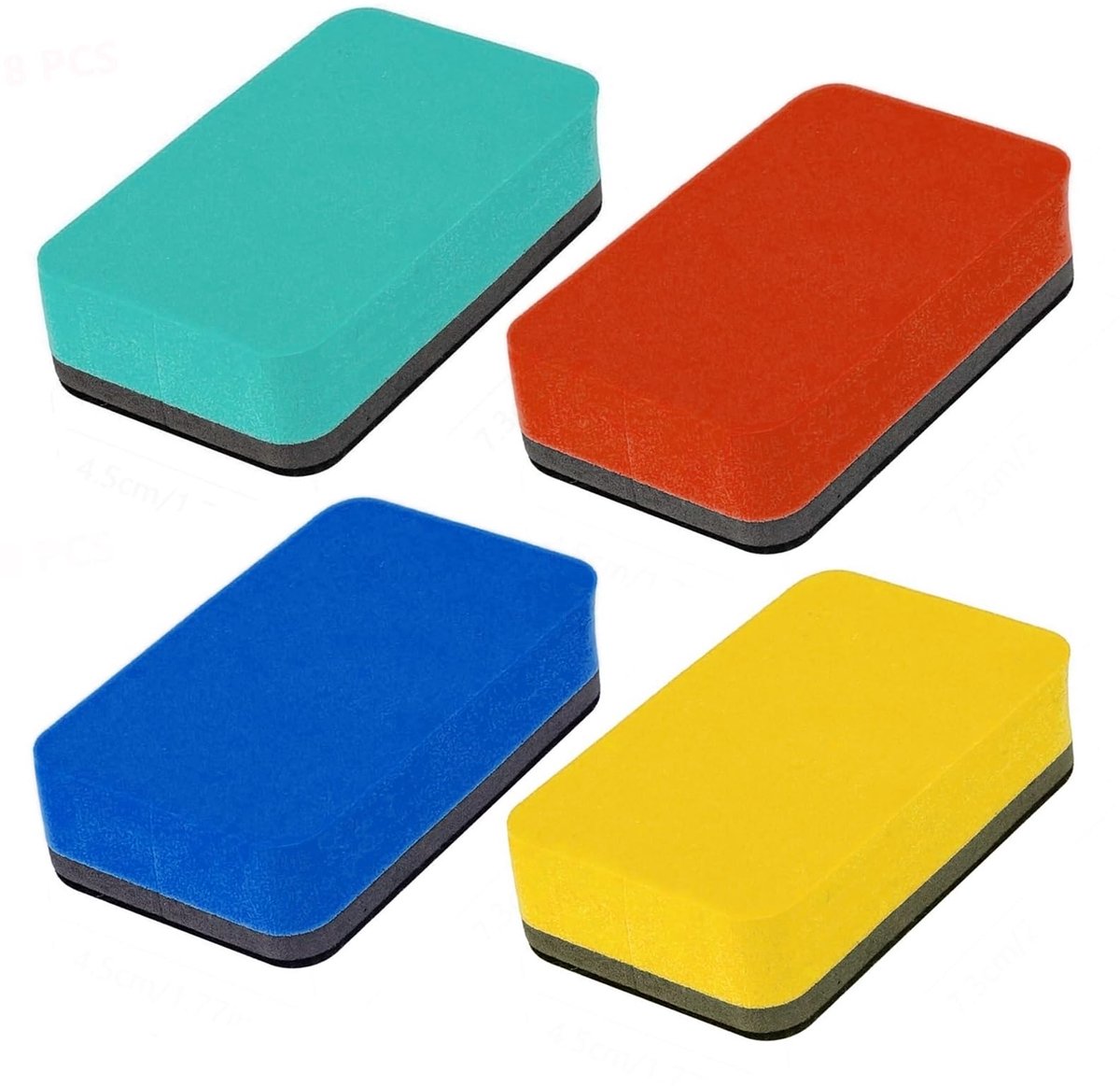 Dailygoods - Magnetische Whiteboard Gum 4 Stuks - Voor School en Kantoor