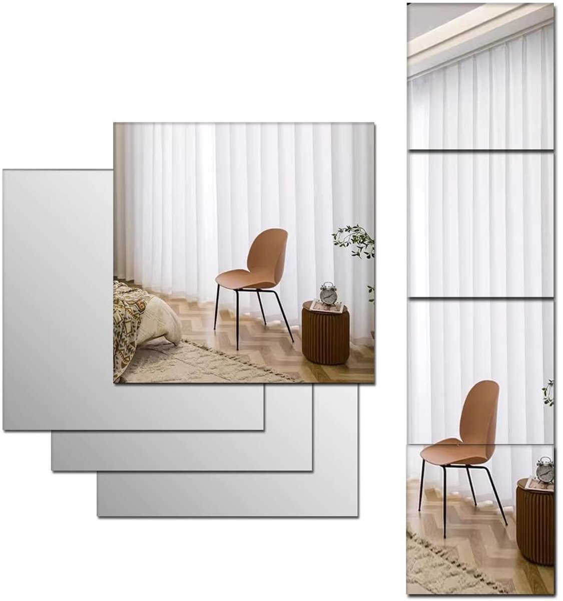 Dailygoods - Grote Volledige Lichaamslengte Acryl Spiegel Stickers - 4 Stuks HD Plexiglas