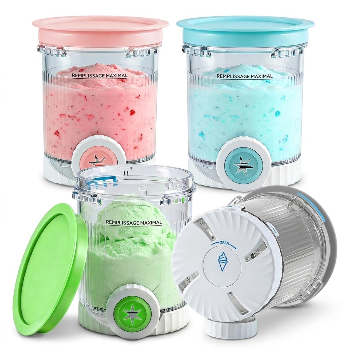 Dailygoods- IJspotjes 480 ml - Set van 4 - BPA-vrij - Vervangende containers - Ideaal voor