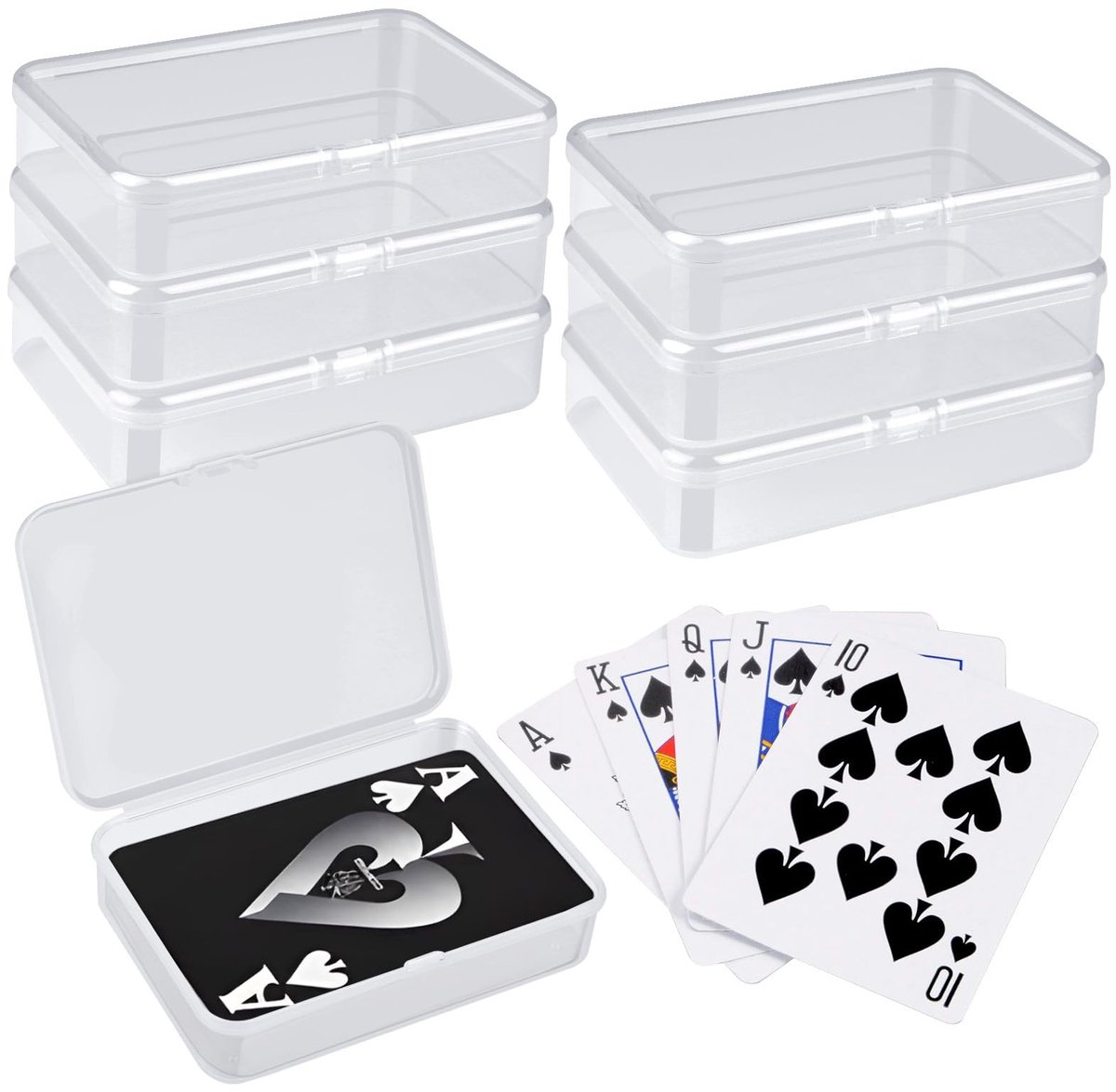 Dailygoods- Speelkaartenbox Transparant - Opbergdoos met Deksel - Kunststof - Waterdicht - Stofdicht - Robuust en Duurzaam