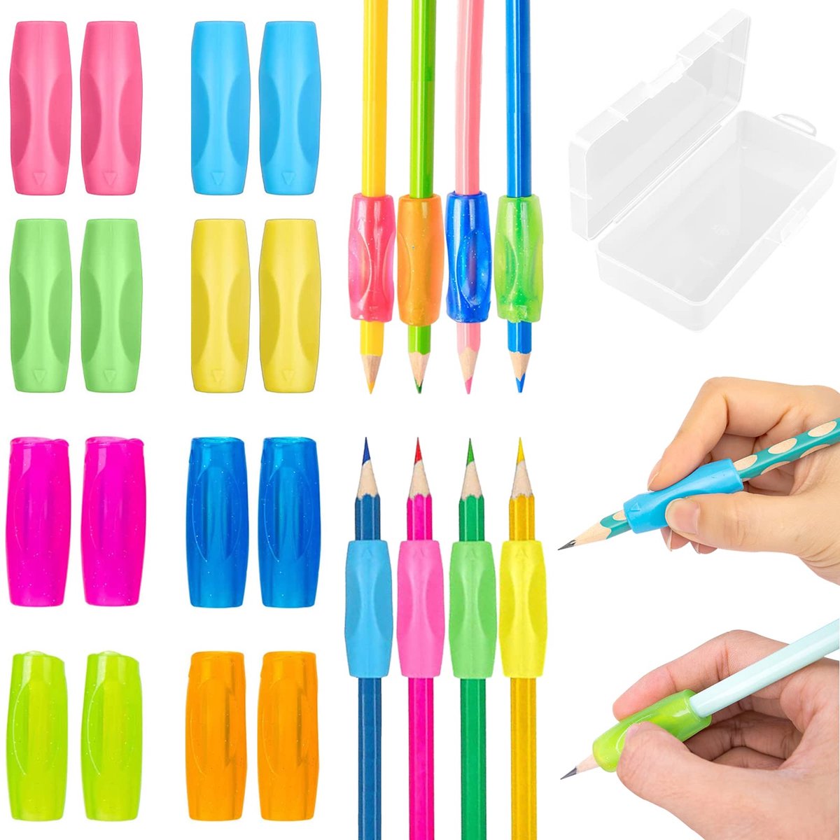 Dailygoods- Potloodgrepen 16 stuks - Ergonomische pennenhouder - Correcte handschrifthouding - Voor kinderen/volwassenen - Geschikt voor links/rechts - Ideaal voor kleuterschool - Pennenhouders